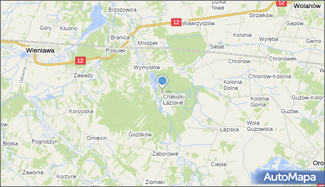 mapa Chałupki Łaziskie, Chałupki Łaziskie na mapie Targeo